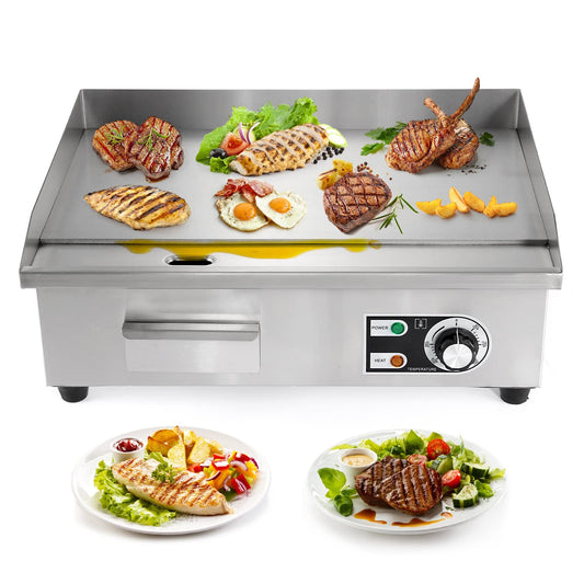 Dyna-Living Commercial Electric Griddle 22'' Flat Top Grill Countertop Griddle 3000W 110V Stainless Steel Teppanyaki Grill Large Griddles for Restaurant Kitchen