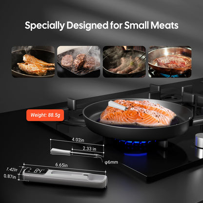 INKBIRD Mini Wireless Meat Thermometer, Bluetooth 5.4,1000ft/305m Ultra Long Connection, 60 Min Offline Data Storage, IP67 Waterproof, White LED Display, Ideal for BBQ, Grill, and Smoker