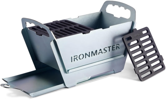 Portable Foldable Hibachi Grill, Heavy Duty & Durable, Small Charcoal Grill for Outdoor Camping Yakitori - w/Cast Iron Cooking Grate 11.5" x 5.5"