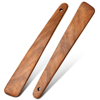 12 inch Teak Wooden Spatula for Cooking, Small Wood Flipper, Egg Scraper, Flat Wood Turner, Multipurpose Wooden Cooking Utensils, Spatulas Spoons Perfect for Flipping, Scraping & Turning, Set of 2