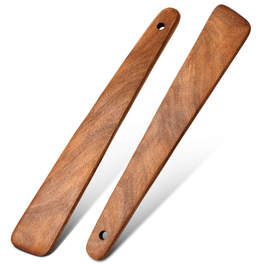 12 inch Teak Wooden Spatula for Cooking, Small Wood Flipper, Egg Scraper, Flat Wood Turner, Multipurpose Wooden Cooking Utensils, Spatulas Spoons Perfect for Flipping, Scraping & Turning, Set of 2