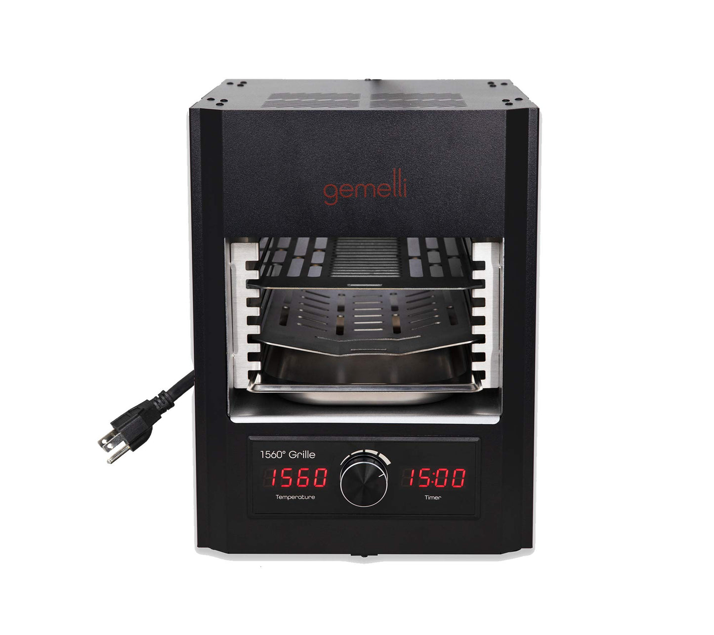 Gemelli Home™ Gourmet Steak Grille (1600 Watt), Steakhouse Quality, Infrared Ceramic Superheating Up to 1560 Degrees, Indoor Electric Infrared Grill and Sear Station, Stainless Steel Accessories