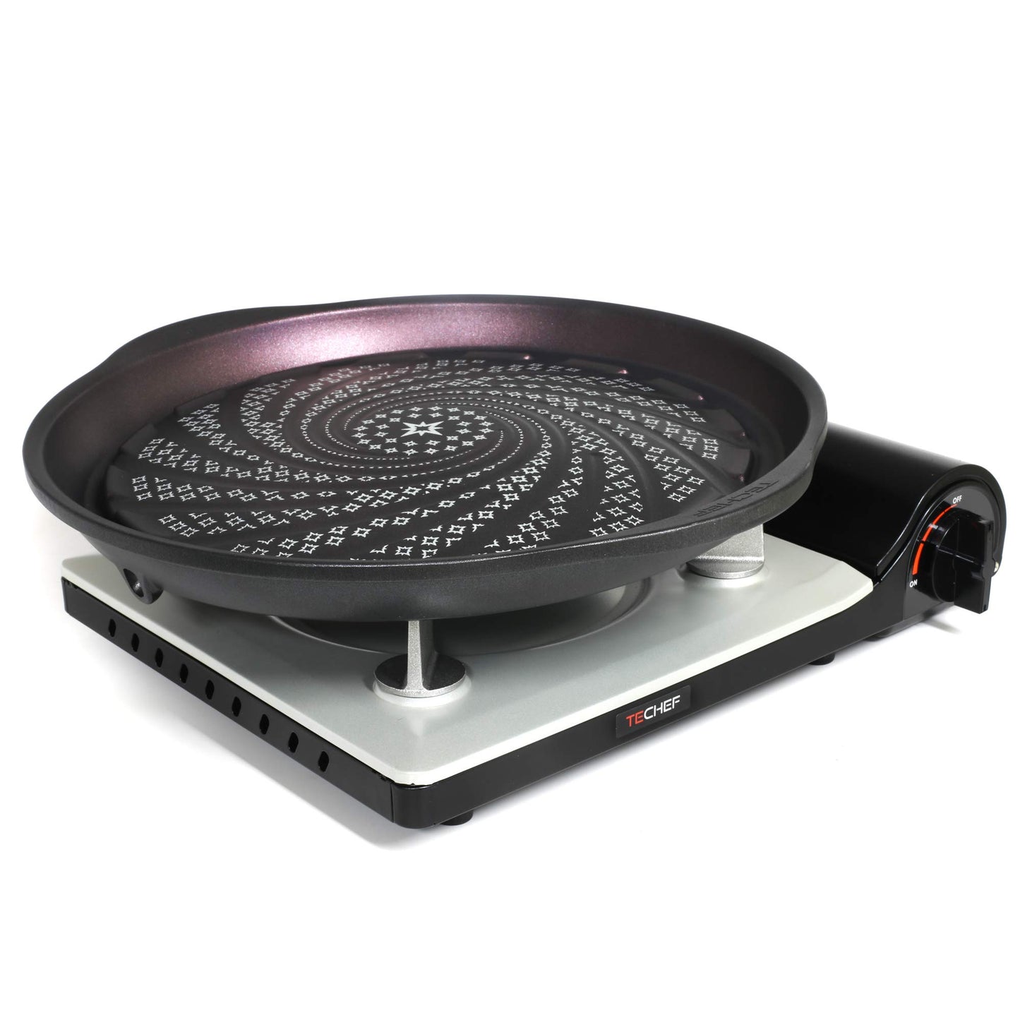 TECHEF - Stovetop Korean BBQ Non-Stick Grill Pan with Agni Portable Gas Stove Burner, Made in Korea (Grill Pan w Stove)