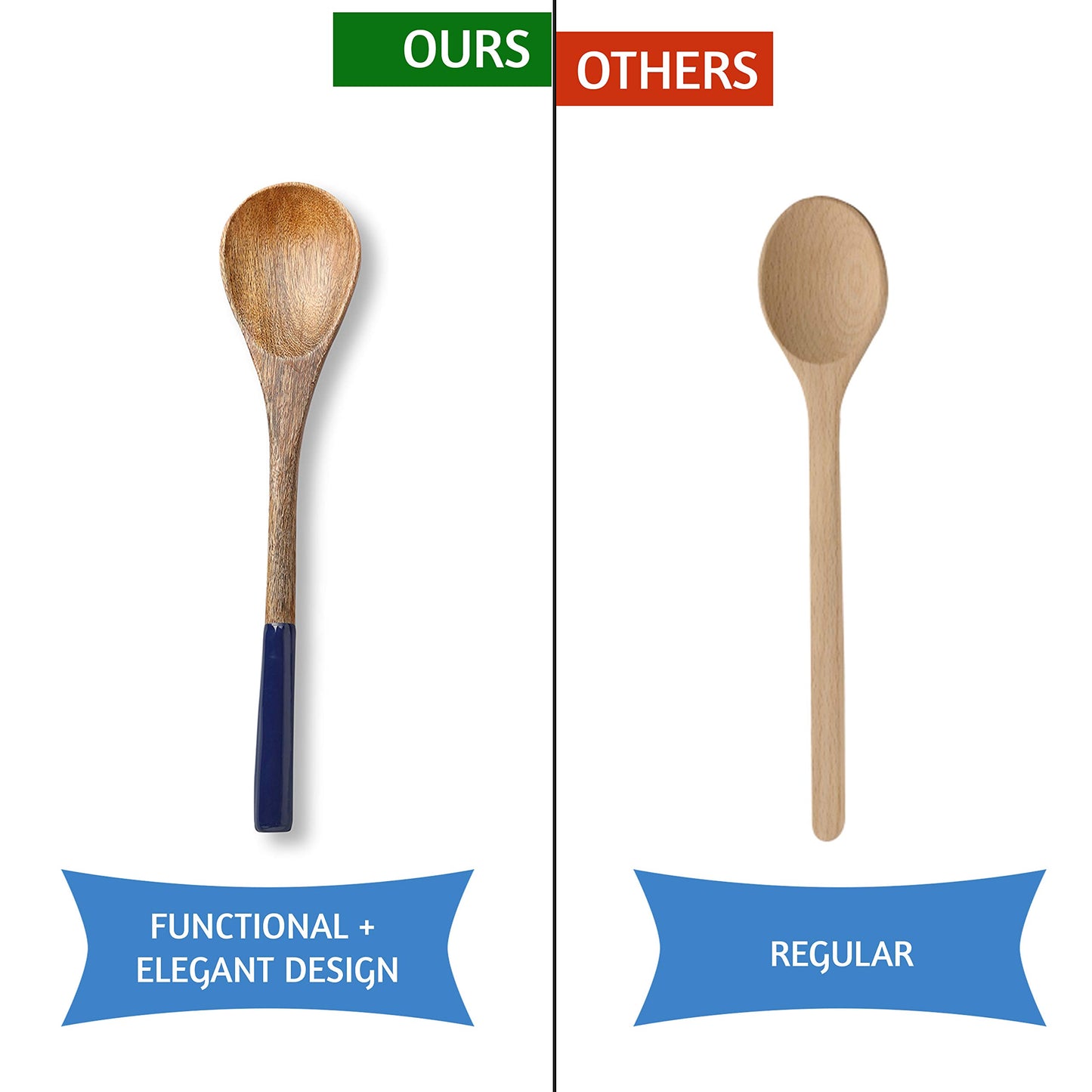 Folkulture Wooden Spoons for Cooking | 12" Premium Acacia Wooden Utensil Set of 5 - Smooth Finish, Soft Comfort Cooking Utensils Set for Kitchen, Gifts | Non Stick Wooden Cooking Utensils Set of 5