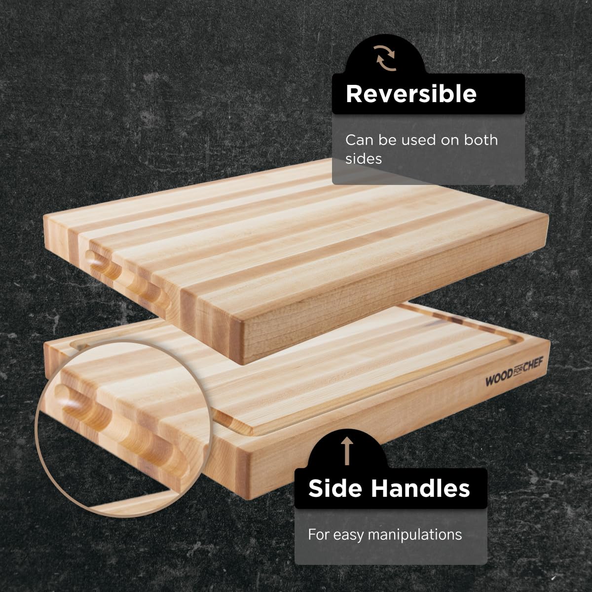 Medium Wood Cutting Board from Canadian Maple - A Reversible Butcher Block That Comes with Juice Groove for Cutting Meat and Juicy Veggies Easily - Maple Chopping Board - 16x12x1.5"