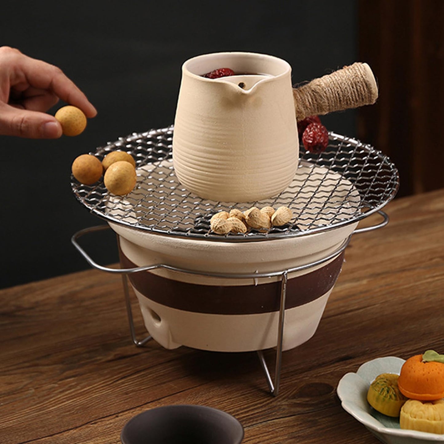 Generic Yakitori Grill, Table Top Charcoal Grill Konro Grill Korean Bbq Grill Clay Charcoal Stove Clay Grilling Tea Making Stove for Outdoor Barbecues Camping Traveling, 9.45x9.45x5.71in, #211