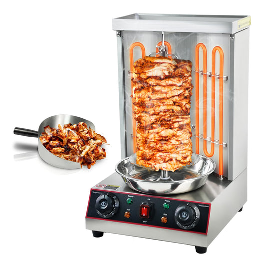 XXUNYNUIN Electric Shawarma Grill Machine Doner Kebab Machine Vertical Broiler Grill Gyro Rotisserie Oven with Meat Catch Pan