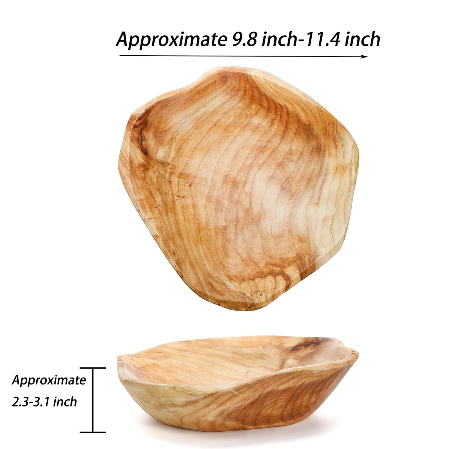 ZENFUN Wood Root Dish Bowl, Natural Wooden Bowl, Handmade Serving Bowls for Candy, Bread, Snacks, Serving Appetizer Display, 9.8''-11.4'' Diameter