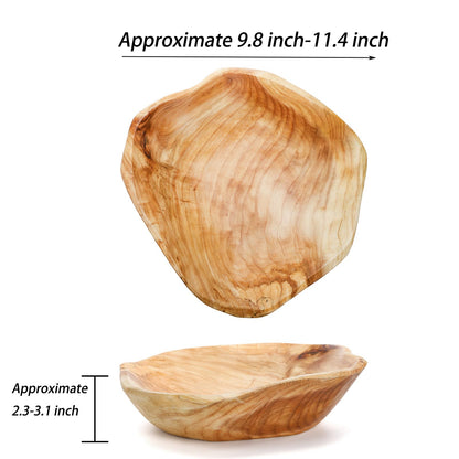 ZENFUN Wood Root Dish Bowl, Natural Wooden Bowl, Handmade Serving Bowls for Candy, Bread, Snacks, Serving Appetizer Display, 9.8''-11.4'' Diameter