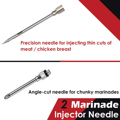 Stainless Steel Turkey Baster With Cleaning Brush - Food Grade Syringe Baster For Cooking & Basting With 2 Marinade Injector Needles - Ideal For Butter Dripping, Roasting Juices For Poultry (Black)