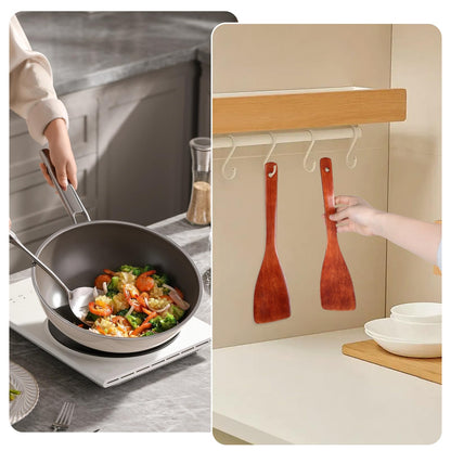 2 Pcs Wooden Spatula Wood Utensils Set for Cooking 13in Natural Wooden Spatula for Cooking Long Handle Wood Spatula Kitchen Spatula for Non-Stick Cookware