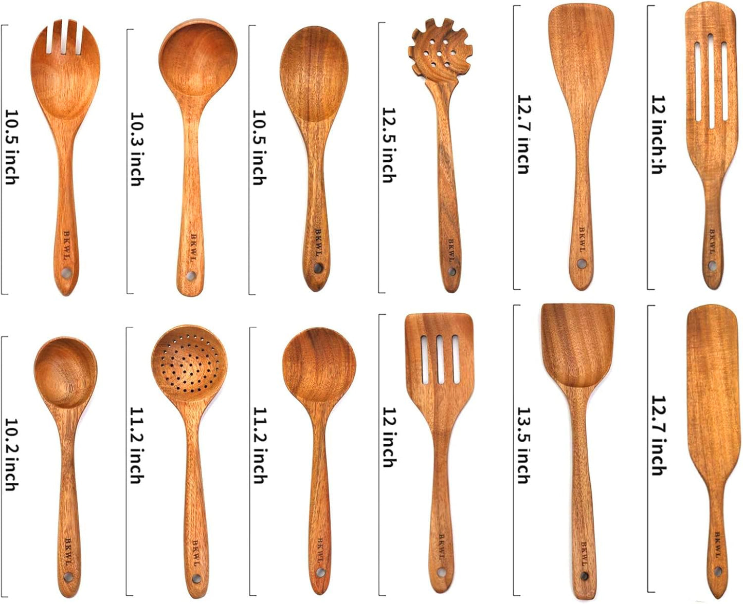 12Pcs Wooden Utensils for Cooking Kitchen Utensils Wooden Spatulas