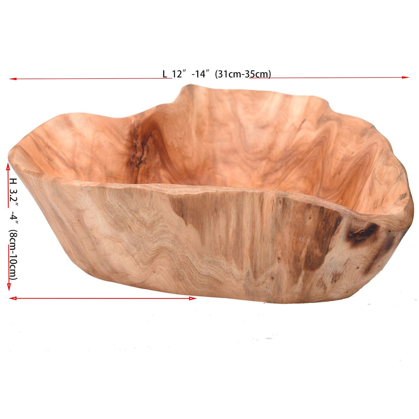 KIDYBELL Wood bowl(12"-14"),Handmade Natural Root Bowls, Fruit Salad Bowls, Creative Wooden Bowls, Each Piece is Unique