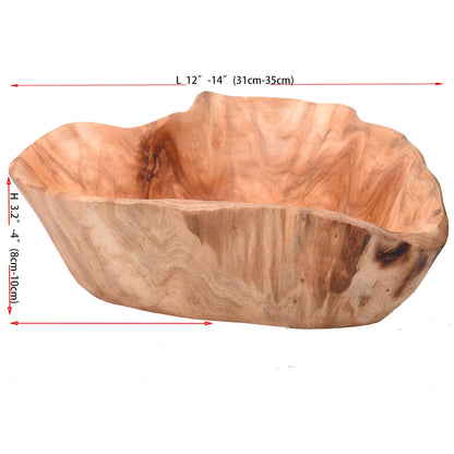 KIDYBELL Wood bowl(12"-14"),Handmade Natural Root Bowls, Fruit Salad Bowls, Creative Wooden Bowls, Each Piece is Unique