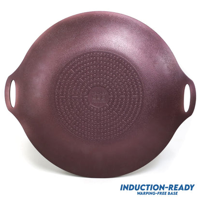 TECHEF - 14-inch Nonstick Round Griddle Grill Pan for Korean BBQ/Teppanyaki Pan, Tawa, Roti Pan/Induction Ready/Made in Korea (14-in)