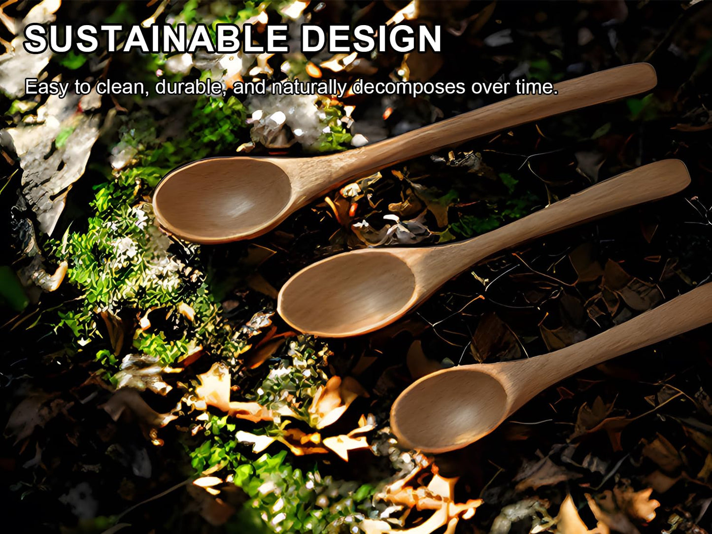 6 Piece Wooden Spoons Set - Premium Beech Wood Small Spoons in 3 Sizes (4.9", 5.9", 7.1") for Honey, Tea, Coffee, Multi-Purpose Mini Teaspoons Utensils for Ice Cream and Soup