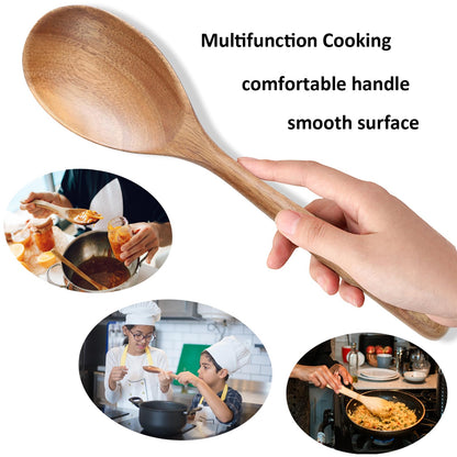 MornHalo 2PCS Acacia Wooden Spoons For Cooking 12-inch Smooth Finish Corner Spoon And Cooking Spoons-Comfortable Grip Wood Spoons for Cooking - Non-Stick Wooden Cooking Utensils