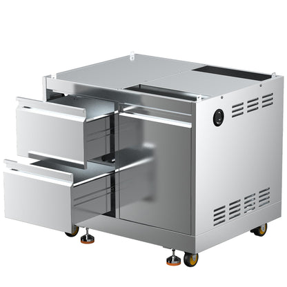 BODEGA Stainless Steel Outdoor Kitchen Cabinets, Modular 30'' Propane Gas Grill Storage with Weatherproof 2 Drawers & Gas Tank Compartment, Kitchen BBQ Drawer Cabinet For Outdoor Kitchen BBQ Island.