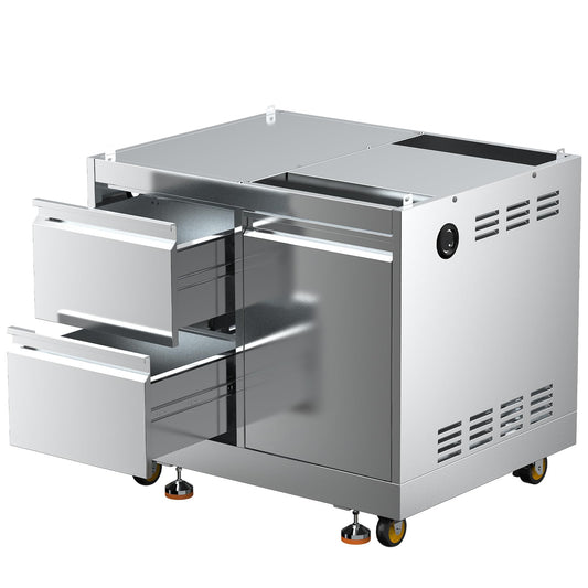BODEGA Stainless Steel Outdoor Kitchen Cabinets, Modular 30'' Propane Gas Grill Storage with Weatherproof 2 Drawers & Gas Tank Compartment, Kitchen BBQ Drawer Cabinet For Outdoor Kitchen BBQ Island.