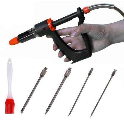 Marinade Injector Syringe Meat Needles, Seasoning Injector,Meat Injector Kit with Case,Injection Brine Marinades for Meat, Turkey, Chicken,Beef,Fish -15ml Barrel Chamber - 4 x 4.4 Inch S/S Needles
