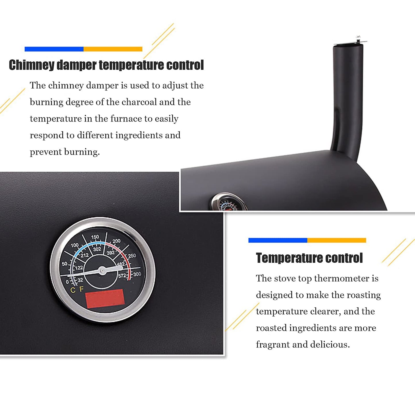 GaRcan Patio Smoked Oven Barbecue, Portable Trolley Smoker Grill Barrel, Charcoal Grill for Camping Picnic Party