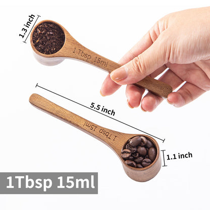 4PCS Wooden Measuring Scoops Acacia Wood Scoop For Jars Coffee Scoops For Coffee Measuring Spoons Wooden Scoops For Containers Daily Powder Salt Bath Soap Scooper