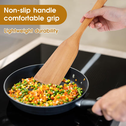 Wooden Spatula Fish Spatula Egg Wood Flipper Turner Non Stick Wood Cooking Kitchen Utensil Flat Wooden Kitchen Wok Spatul for Mixing Frying Fish Egg Cooking Wok