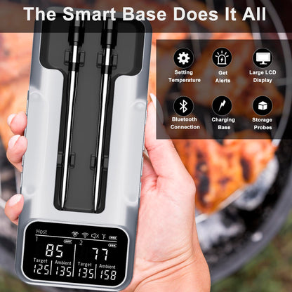 Dual-Probe Wireless Meat Thermometer for Grilling, Smoking, BBQ - Bluetooth Enabled Smart Grill Thermometer with 2 Probes, Digital Food Thermometer, 800ft Long Range,Cooking Thermometer for BBQ/Grill