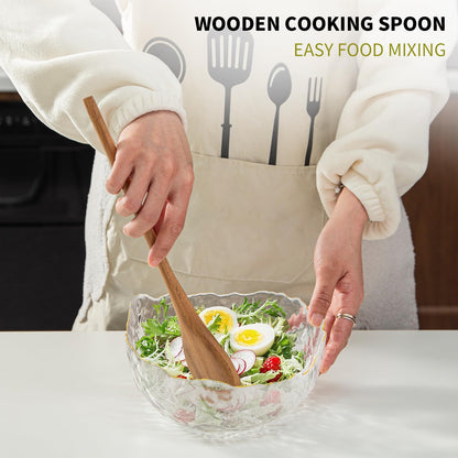 Wooden Spoons for Cooking, MZROO Wooden Spoon 12.5 Inch Long Handle Wooden Cooking Spoon Mixing spoons Tasting Spoons for Nonstick Cookware