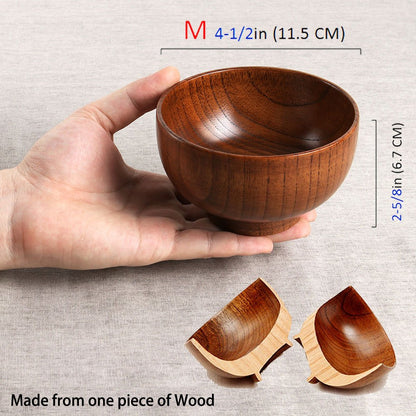 Cospring Handmade Wood Bowl, Mug, for Rice, Soup, Dip, Coffee, Tea, Decoration (4PCS Jujube Bowls, M: 4.5'' Dia x 2.6'' High)