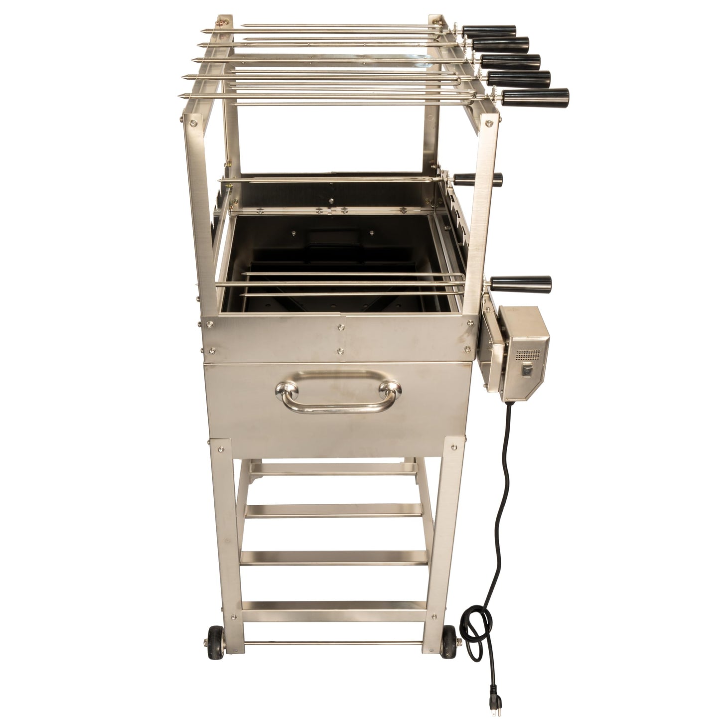 Bacana Grills All-in-One Brazilian BBQ Grill - 7 skewers - Churrasco - Multi Rotisserie - Stainless Steel - Portable Wood Fire & Charcoal Gaucho Churrasqueira Chicken Grill