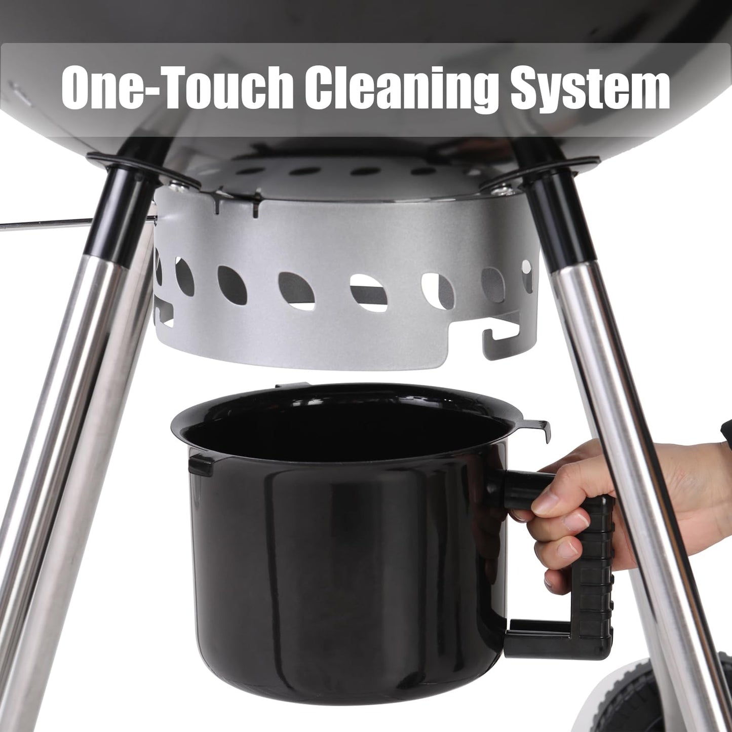 GREEN PARTY 22 inch Kettle Charcoal BBQ Grill with Wheels, Portable Charcoal Grill with Porcelain-Enameled Lid & Ash Catcher for Outdoor Cooking Barbecue Camping Picnics Tailgating