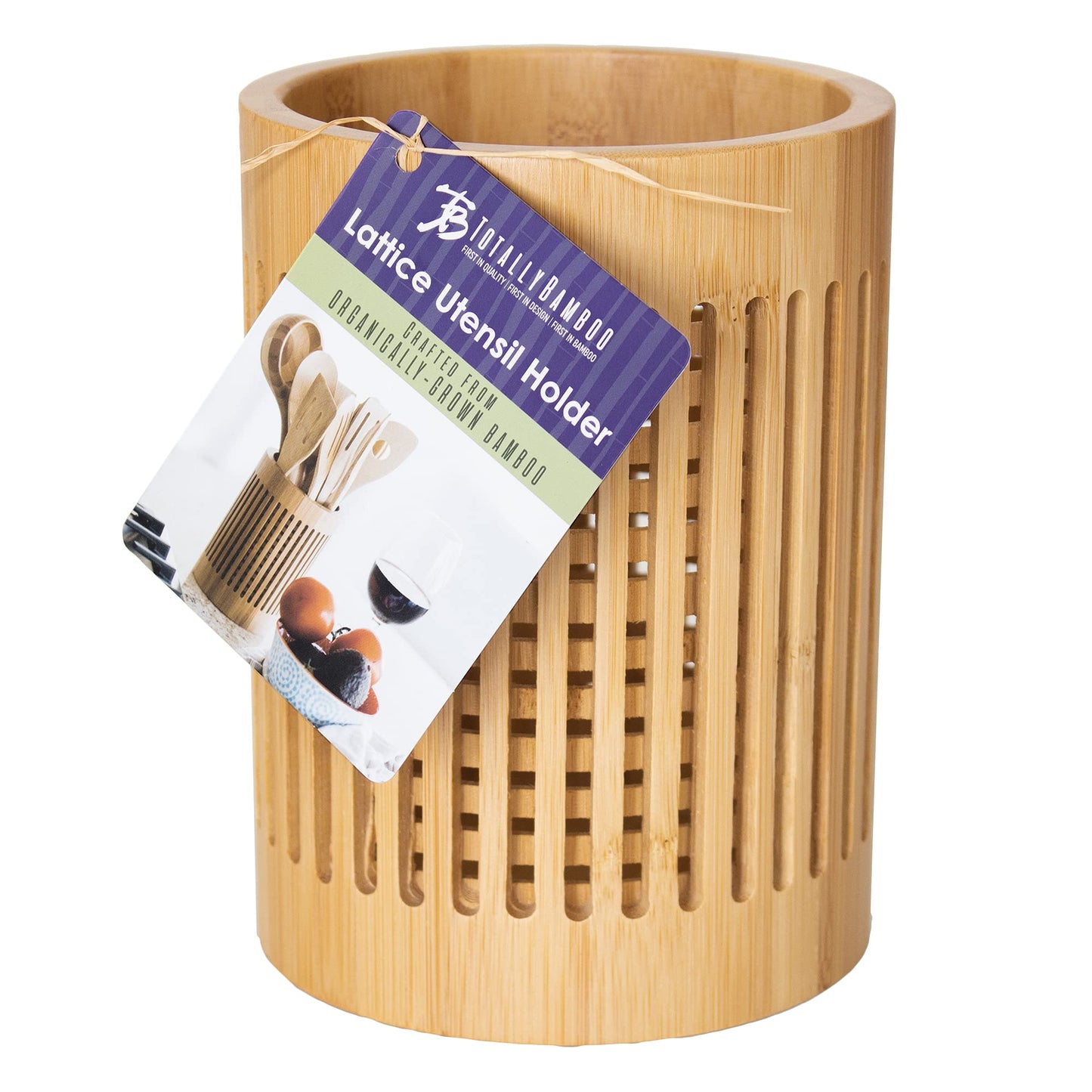 Totally Bamboo Lattice Kitchen Utensil Holder, 5" x 5"x 7"