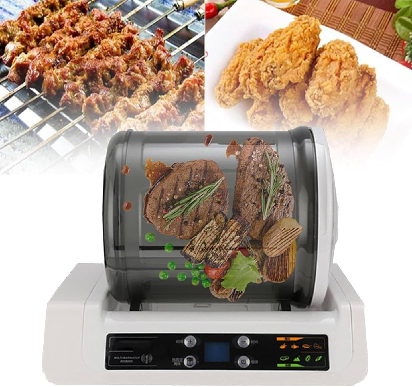 Meat Tumbler Marinator,Electric Vacuum Tumbler Marinating Machine for Meat and Vegetables,Automatic Meat Tumbler Marinator,5L load,for home,Restaurants
