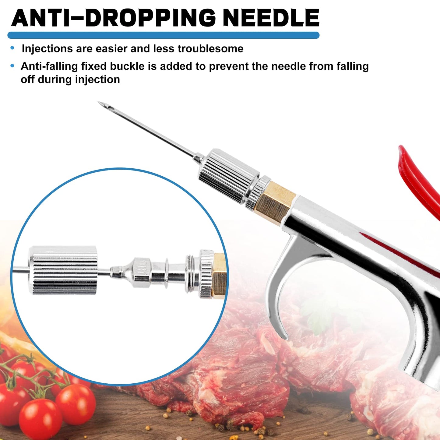 Electric Meat Injector Gun Pump with Hose - 70W Stainless Steel Marinade Injector Syringe, 10 Needles for BBQ, Turkey, Pork, Beef - Perfect for Home Grilling, Family Parties & Outdoor Cooking