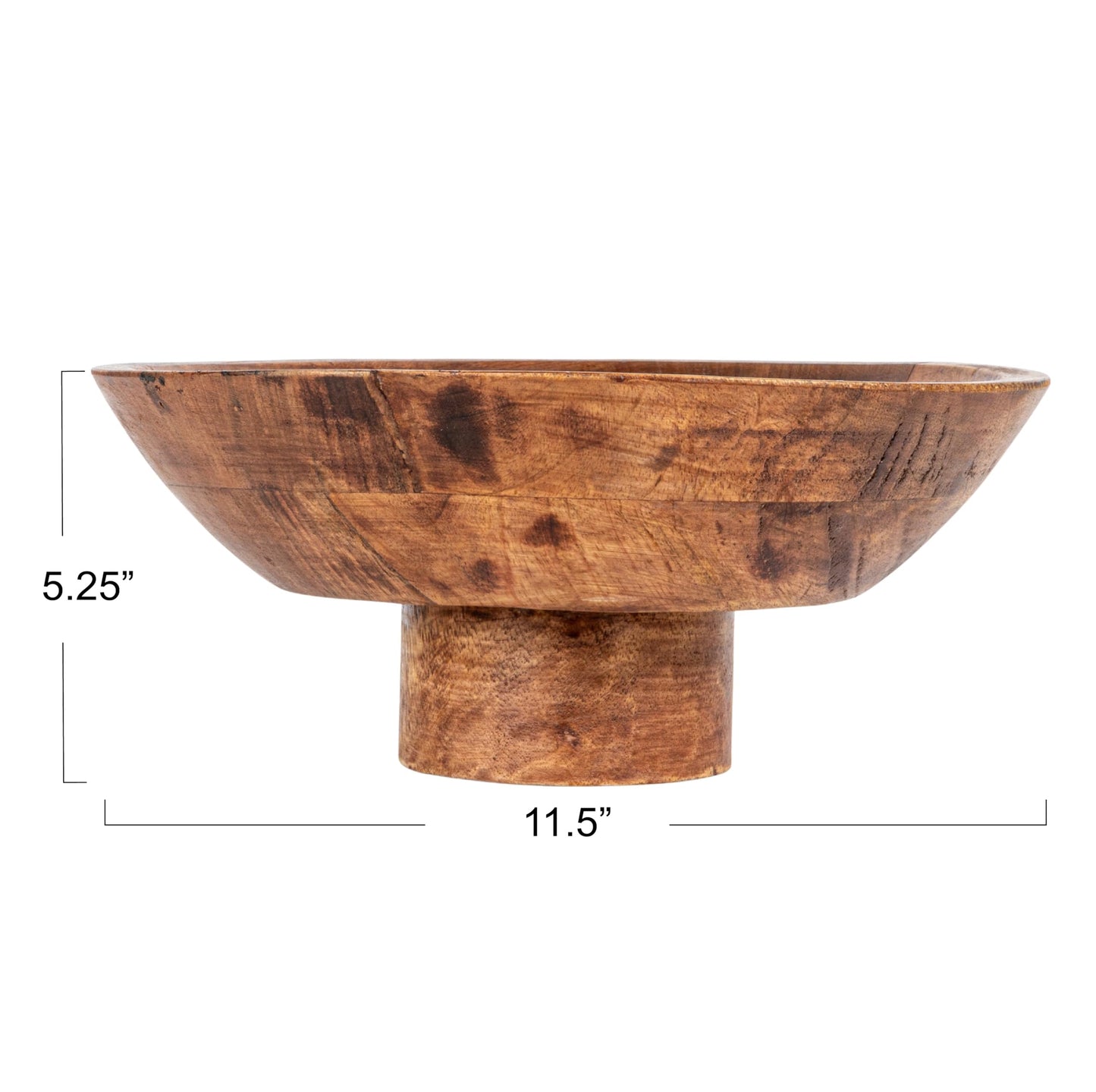 Bloomingville Mango Wood Footed, Walnut Finish Bowl, 12" L x 12" W x 5" H, Brown, (AH2315)