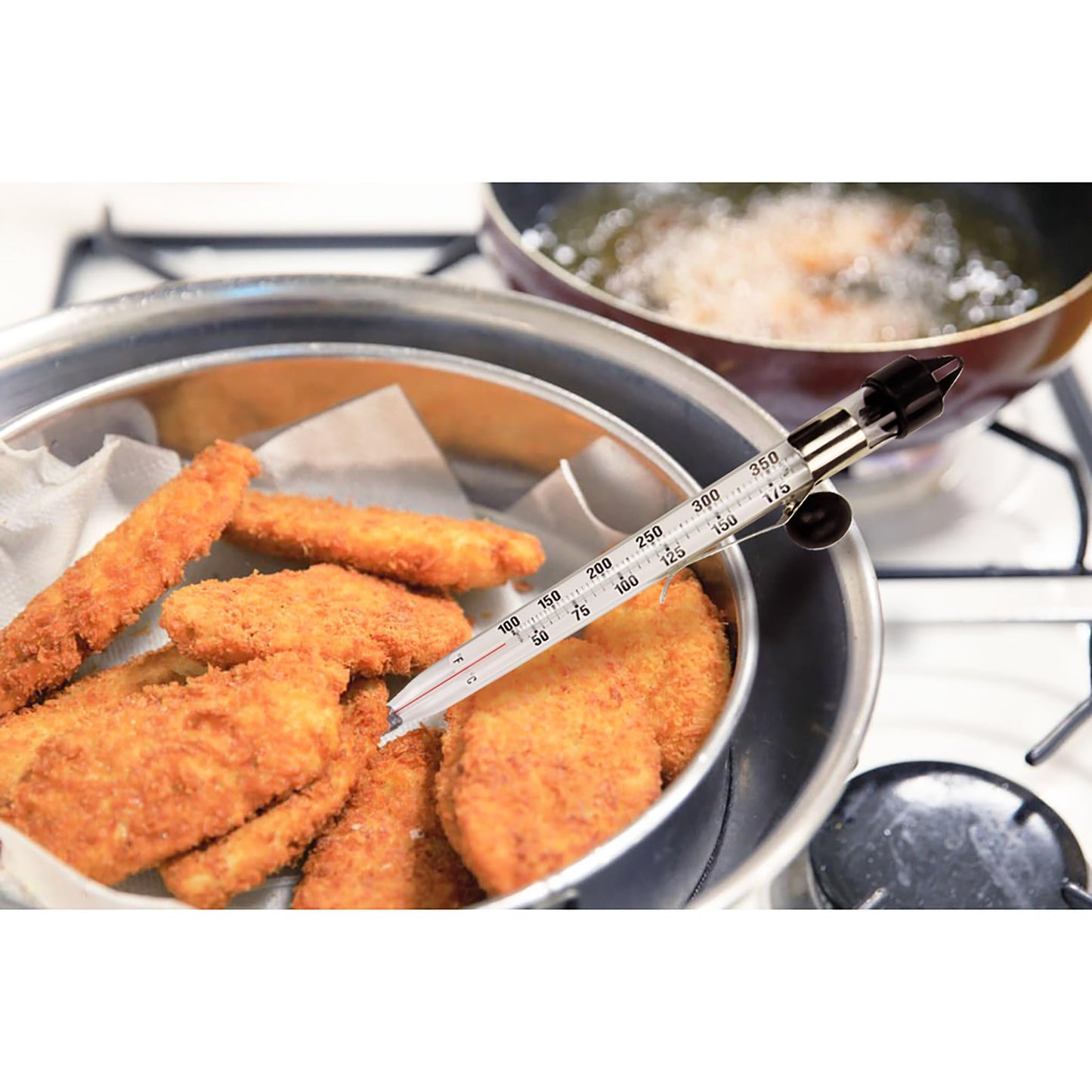 HIC Kitchen Roasting Deep Fry Candy Jelly Thermometer, Easy-Read Glass Tube with Protective Sheath and Temperature Guide