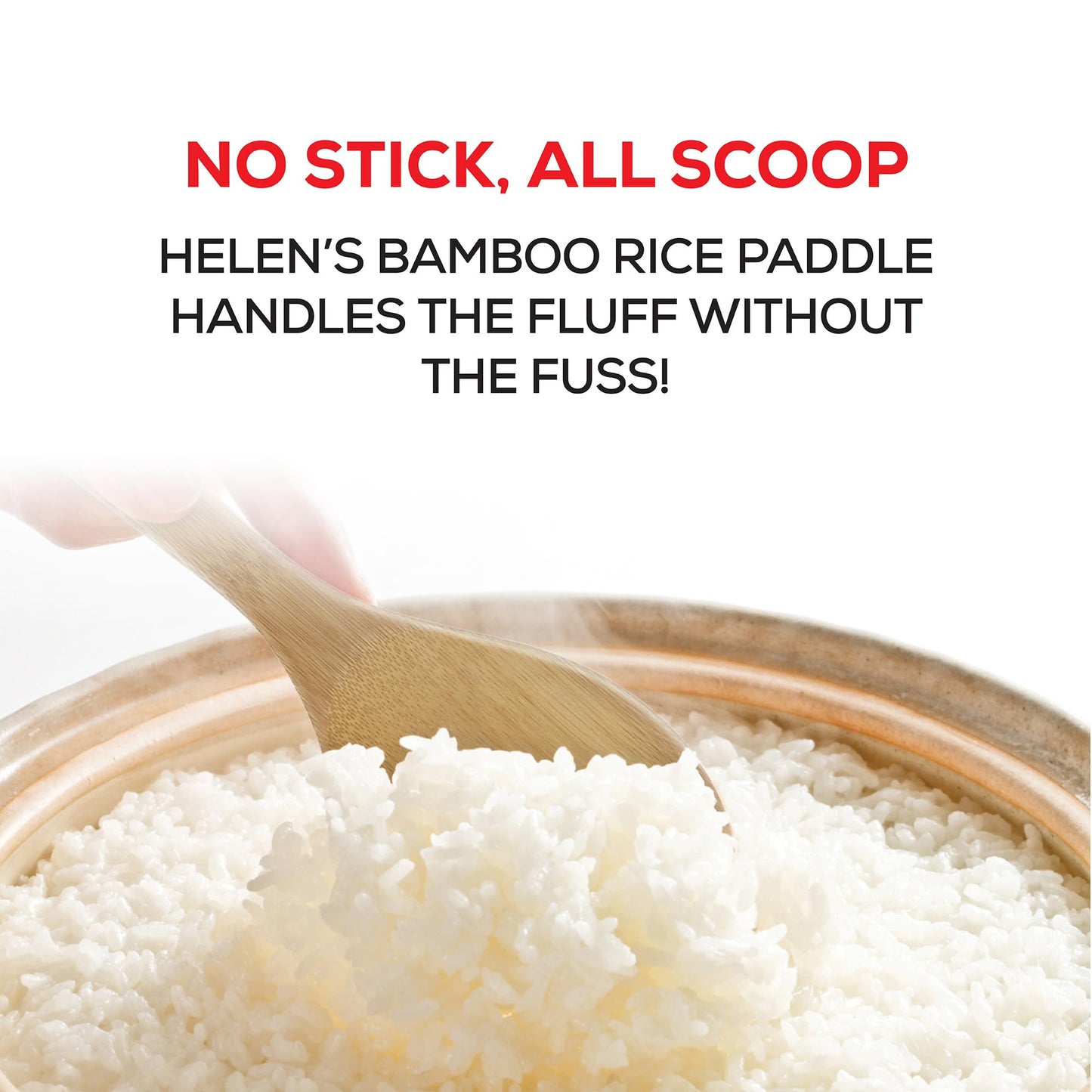Helen’s Asian Kitchen Bamboo Rice Paddle Cooking Utensil, 9-Inch