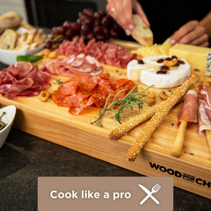 Medium Wood Cutting Board from Canadian Maple - A Reversible Butcher Block That Comes with Juice Groove for Cutting Meat and Juicy Veggies Easily - Maple Chopping Board - 16x12x1.5"