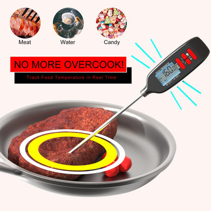 Antonki Meat Thermometer Digital, Smart Instant Read Food Thermometer with Super Long Probe for Cooking Grilling Baking Kitchen Candy BBQ Oil Liquid, Backlit Display, Battery Included