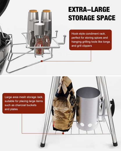 GRILIFE 22 inch Premium Charcoal Grill, Portable Kettle Barbecue Grill, Round BBQ&Smoker Grills Large 2-Tier Cooking Space for Outdoor BBQ Event, Tailgating, Camping and Backyard, Black