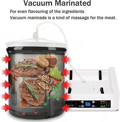 Gpxhbcb Commercial Electric Meat Tumbler Marinator, Vacuum Tumbler Marinating Machine, 5L Stainless Steel, White, Touch Control