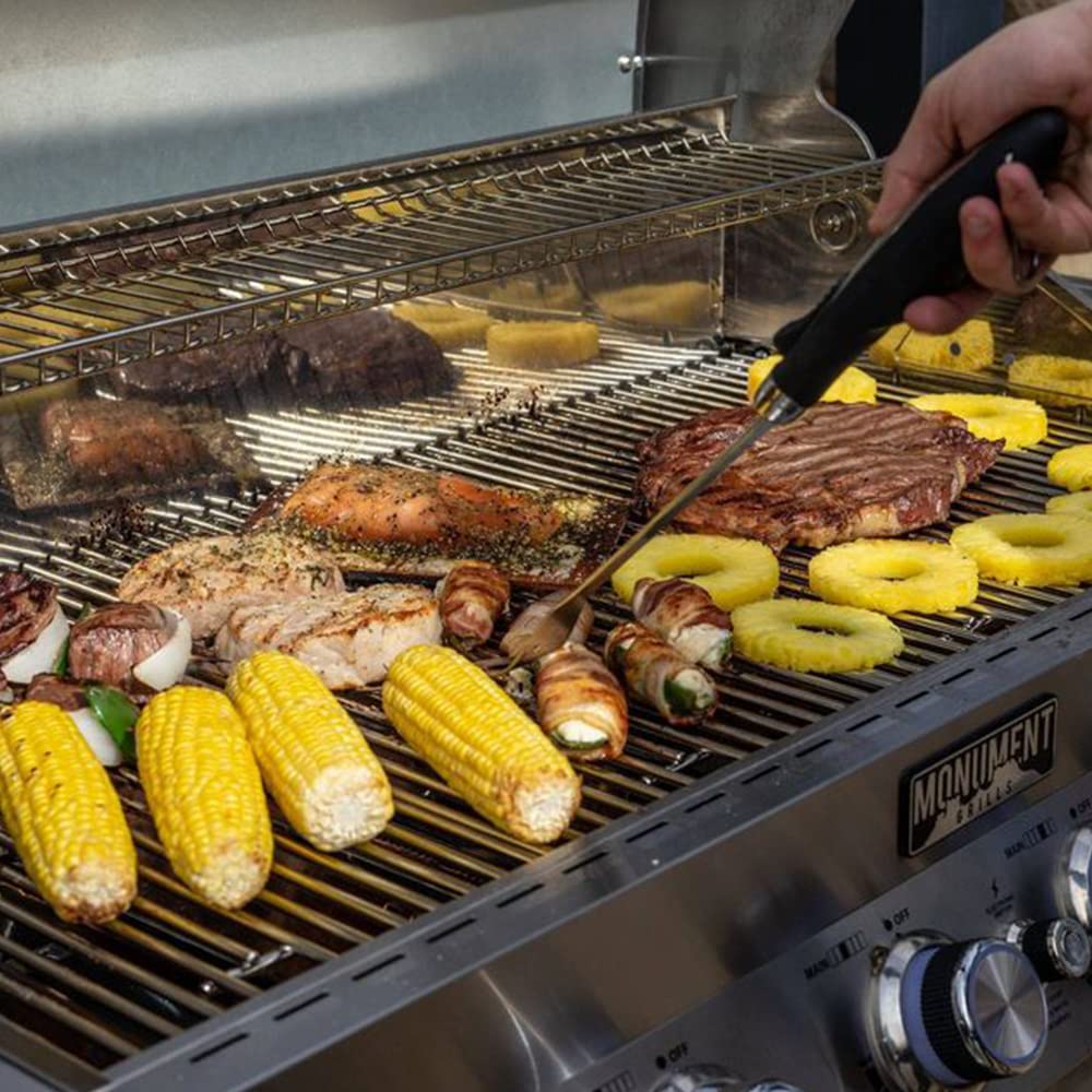 Monument Grills 77352 6-Burner Stainless Steel Cabinet Style Propane Gas Grill with Knob Controls, Built-In Thermometer with BBQ Cover(2 Items)