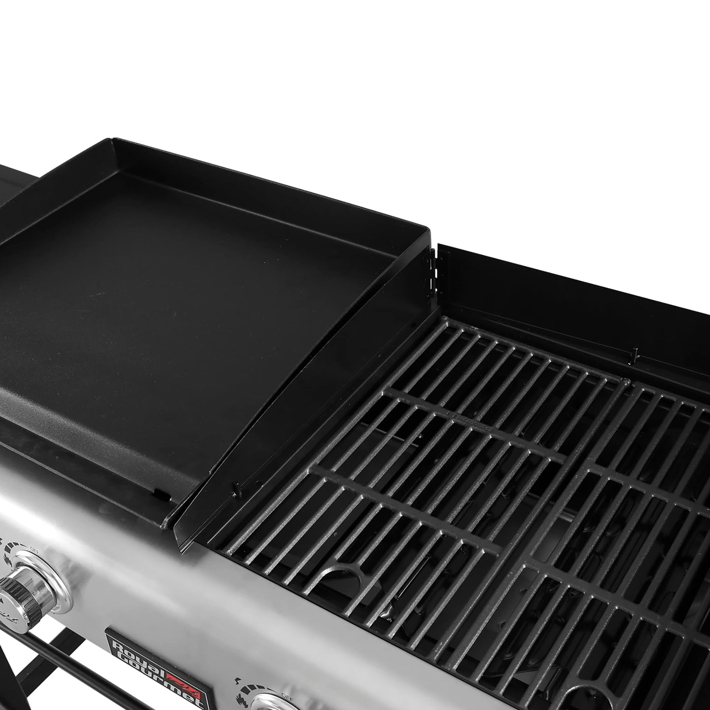 Royal Gourmet GD401C 4-Burner Propane Gas Grill and Griddle Combo with Cover, Griddle Grill Combo with 48,000 BTUs Output for Outdoor Cooking While Camping or Tailgating, Black & Silver