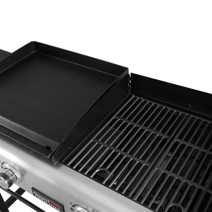 Royal Gourmet GD401C 4-Burner Propane Gas Grill and Griddle Combo with Cover, Griddle Grill Combo with 48,000 BTUs Output for Outdoor Cooking While Camping or Tailgating, Black & Silver