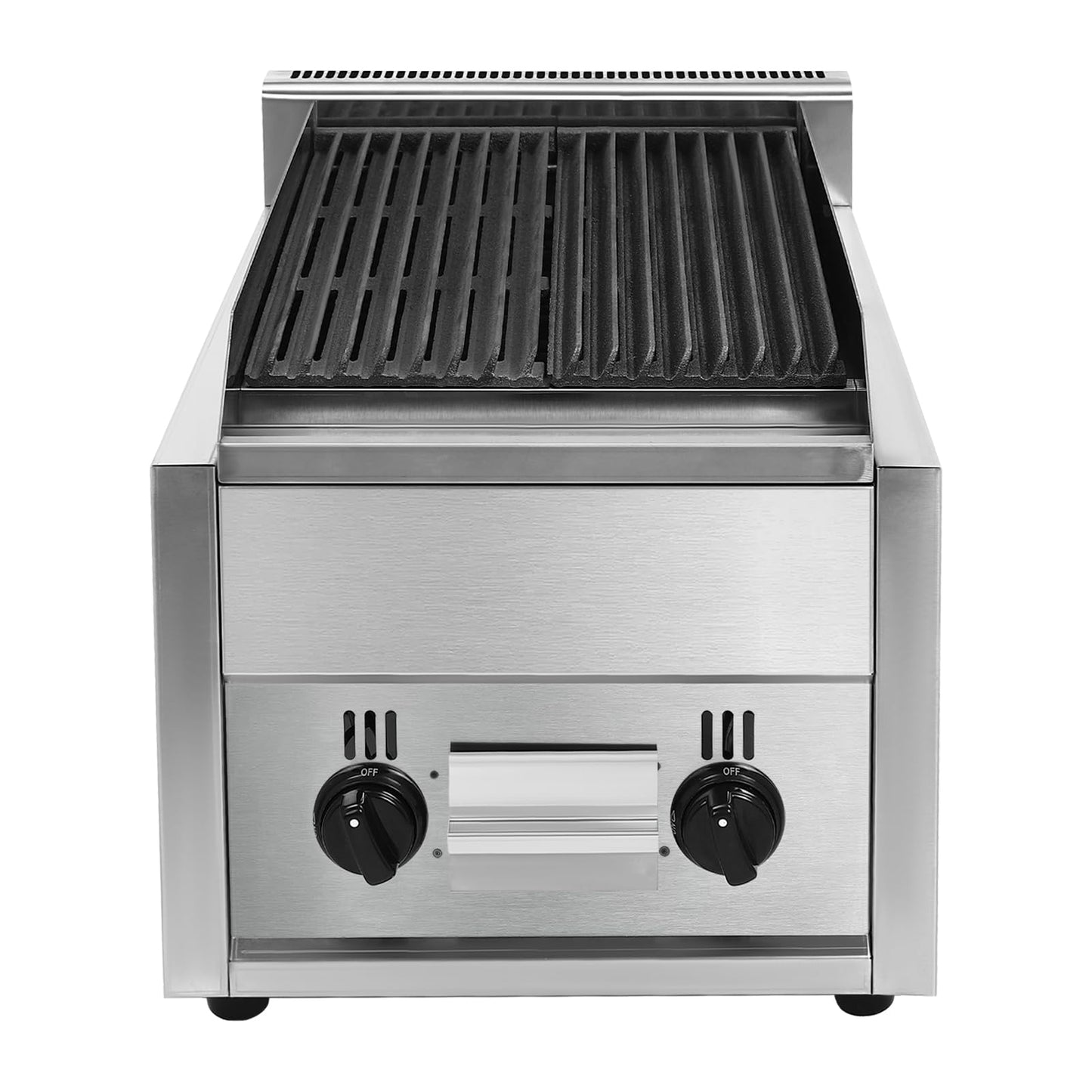 Commercial Radiant Broiler, 2 Burner Indoor Smokeless BBQ Grill Commercial Countertop Gas Charbroilers, LPG & Propane Gas Yakitori Grill Indoor Barbecue Griddle with Removable Grill Plate
