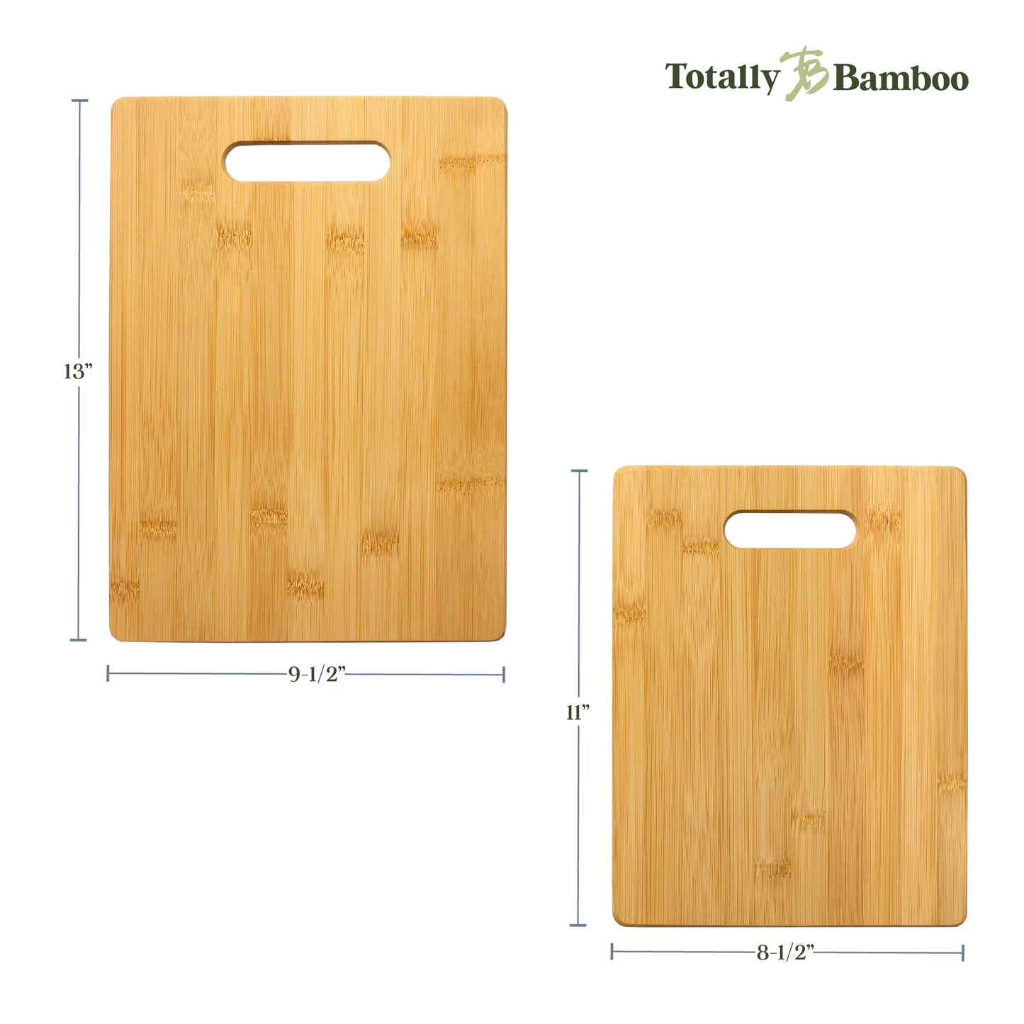 Totally Bamboo 2-Piece Cutting Board Set; 2 Assorted Sizes of Bamboo Wood Cutting Boards for Kitchen