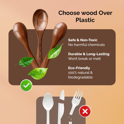 INANOSA 7 PCS Small Wooden Spoons, 5.75 Inch Acacia Wood Honey Spoons for Tea & Coffee, Mini Wood Teaspoons for Stirring, Tiny Wooden Spoons for Spices, Natural Table Spoons for Kitchen & Dining