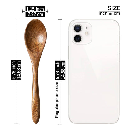 Hefild 7 PCS Small Wooden Spoons, 5.8 Inch Honey Spoons for Tea, Acacia Wooden Honey Teaspoon for Coffee, Little Tiny Wood Spoons, Bamboo Table Spoon for stirring, Wooden Spoons for Utensils Set