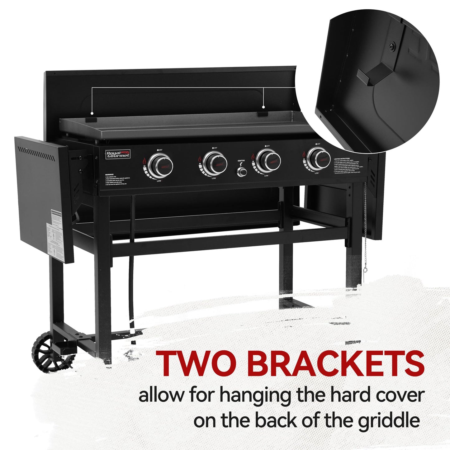 Grills House 38-Inch Griddle Lid, Hard Cover Fits Royal Gourmet 35-Inch 4-Burner Flat Top Gas Griddle, Grill BBQ Accessories, Ideal for Outdoor Cooking, Black, GD2400L-SC